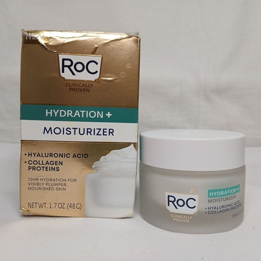 RoC Hydration+ Moisturizer Hyaluronic Acid Collagen Proteins Face Cream 1.7 oz